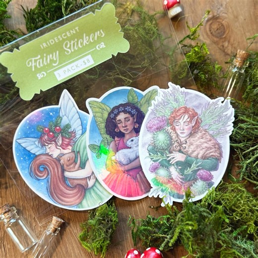 Fairy Iridescent Sticker Pack of 3 | Water Resistant Vinyl - Etsy