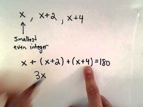 Linear Equation, Word Problem #2 : Consecutive Even Integers