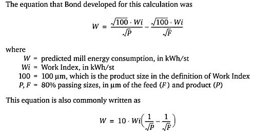 Bond Work Index Formula-Equation - 911Metallurgist