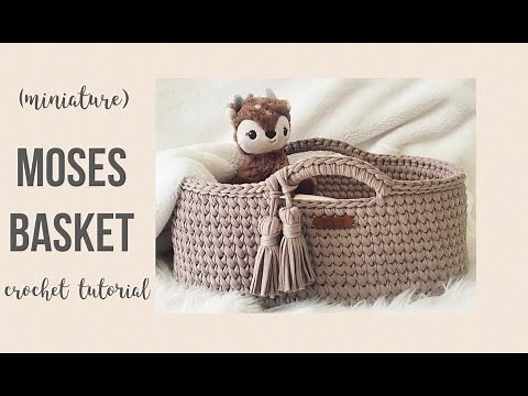 Crochet Tutorial - Mini Moses Basket with Wooden Base (waistcoat stitch)