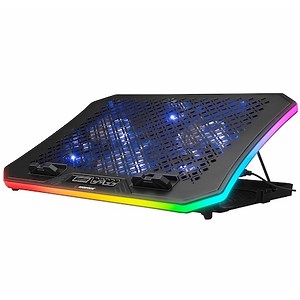 Cooler Laptop Rampage AD-RC34 METAFOR, 6 ventilatoare, Iluminare RGB,10-19, Negru - eMAG.ro