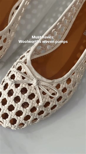 Current obsession: Woven ballerina pumps 🥿 Available in cream and gold, they're perfect paired with dresses or denim. Don't miss out and shop now: https://brnw.ch/21x0jq0 | WOOLWORTHS