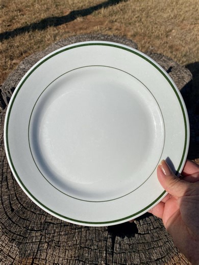 9” Dinner Plate, Shenango China Green Band, Heavy Dinnerware, Replacement, Vintage Shenango China, Utensil Marks Visible - Etsy