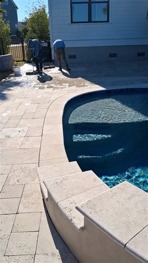 Travertine clean up 👌 #construction #exteriordesign #home #architecture #cleaning