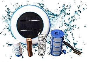 Solar Powered Pool Cleaning kit with Copper Anode| Premium eco Friendly Pool Maintenance kit | 99% Anode Usage | up to 40,000 Gal | 80% Less Chlorine and More Money Saved (White)