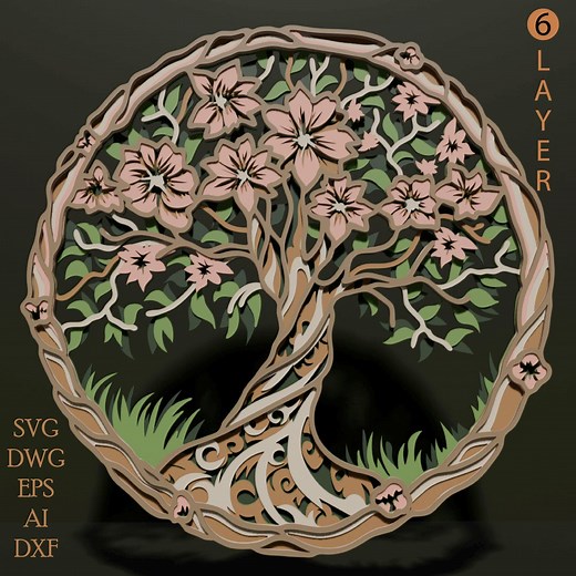 Tree of Life Multilayer SVG. Laser Cut File. Layer Construction. Plywood Cutting. CNC. Mandala - Etsy