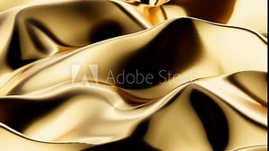 Gold wave background. Gold stripes on a gold surface. Organic gold texture. 3d animation