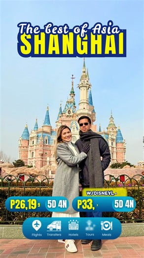 Ready for the “biggest of the biggest” in Asia vibes? 😎✨ Shanghai tayo, bes 🏙️💃 📅 5D4N Package 💸 ₱26,199 only 💸 ₱33,399 with Disneyland access 🏙️ Trip Highlights ✅ Asia’s Largest Disneyland ✅ Largest Starbucks in Asia ✅ Cinematic skyline sa The Bund🎬🌃 ✅ Shopping & food trip sa Nanjing Road 🛍️🍢 ✅ Culture street food sa Chenghuang Temple ✅ Iconic views sa Oriental Pearl Tower 🗼✨ ✅ Hanfu experience 👘✨ 📦 Inclusions ✅ Guaranteed Approved Visa ✈️ Roundtrip airfare 🏨 Hotel accommodation 