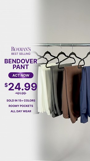 Our Classic Bend Over® Pant is a bestseller for a reason—sleek with a hidden stretch waistband and in easy-wear fabric | Roaman's