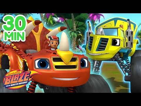 Blaze Dinosaur Blazing Speed Rescues! w/Zeg | 30 Minute Compilation | Blaze and the Monster Machines