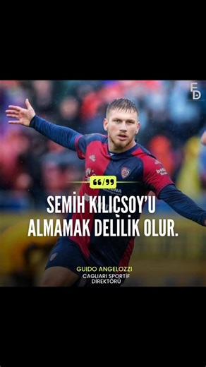 FutbolDefteriniz on Instagram: "Cagliari Sportif Direktörü Guido Angelozzi: "Semih, güçlü bir oyuncu. Avrupa’da onu takip eden birçok takım var. Onu almamak delilik olur. Montella bizi ziyarete geldi ve onun çok ilginç bir futbolcu olduğunu söyledi. Gol atmaya devam ederse 40 milyonluk bir oyuncu olur." #futbol #keşfet #reels #beşiktaş #semihkılıçsoy"