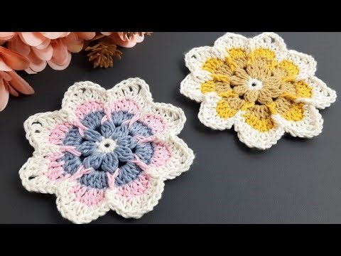 Super easy 🌸 crochet flower pattern || pola mudah bunga rajut 