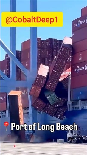BIG MISTAKE at Port of Long Beach 😱 Container Falling from Cargo Ship 🚢 #shorts #containership #yt