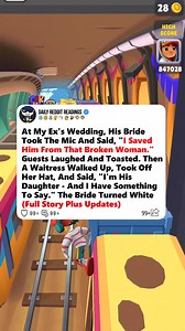 30K views · 370 reactions | At My Ex's Wedding, His Bride Took The Mic And Said, "I Saved Him From That Broken Woman." Guests Laughed And Toasted. Then A Waitress Walked Up, Took Off Her Hat, And Said, "I'm His Daughter - And I Have Something To Say." The Bride Turned White (Full Story Plus Updates) #redditfb #redditstorytime #fyp | Open Gaming | Facebook