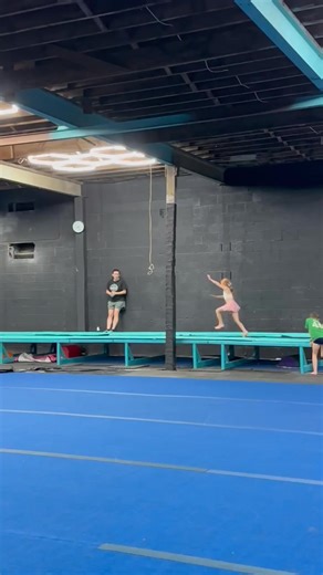 Mom fail, I missed the good one when she knocked out round off double back handspring. This one she was tired and wiped out on #2 Thankful for mom friends who video my kid for me when I’m too busy talking 🫣🤣🤣 | Shay Edgar