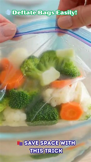 Tired of bulky bags taking up space? 🛍️💨 Use this simple water trick to remove trapped air quickly and neatly! Perfect for snacks, leftovers, and more. A simple like ❤️ or a quick ‘thank you’ 🙏 really helps me keep sharing daily hacks! #baghack #lifehack #storagesolutions #kitchenhack #smarttips #compactstorage #everydayhack #spacehack | Lilian Hacks
