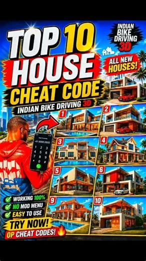 TOP 10 HOUSE CHEAT CODES IN INDIANBIKEDRIVING3D NEW UPDATE ALL CHEAT CODES #shorts #gta5 #gta #ibd3d