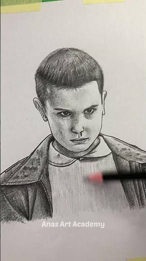 Drawing ELEVEN from Stranger Things #shorts ‪@AnasArtAcademy‬