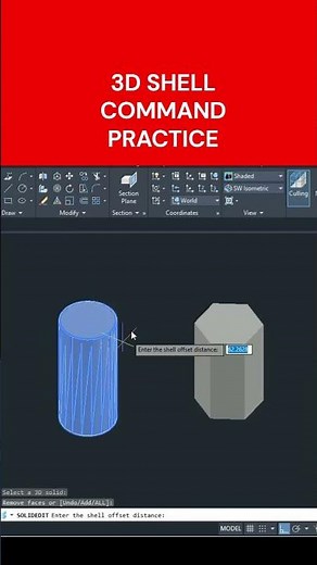 3D Shell Command in AutoCAD #autocad #autocaddrafting #autocad2d #autocad3dmodeling #autocadhindi
