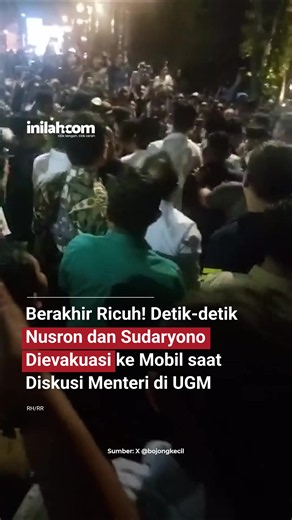Detik-detik evakuasi rombongan Menteri ATR/BPN Nusron Wahid, Wamentan Sudaryono, dan Budiman Sudjatmiko mewarnai berakhirnya diskusi di UGM, Yogyakarta, Senin (15/6/2026). Aparat kepolisian mengawal rombongan keluar dari lokasi setelah suasana forum memanas dan sejumlah mahasiswa mengepung kendaraan. Aksi kejar-kejaran sempat terjadi sebelum massa akhirnya membubarkan diri. - Selengkapnya kunjungi website dengan klik link di bio atau download aplikasi di Appstore dan Google Play Store. #inilahNe