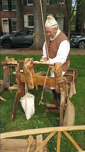 English Spring-pole Lathe in Action at A Day in Old New Castle 2025