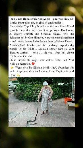 280-jährige Heldin rettet ihren Hund vor einer Python! 🐍❤️ #Mut #Liebe #Heldin