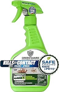 Green Guard Pest Control Spray - Indoor & Outdoor Killer of Ants, Roaches, Spiders & Other Crawling Insects, Safe Around Children & Pets, Plant-Based, Pleasant Scent (Peppermint Hit, 16oz)