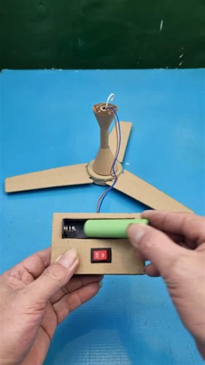 Homemade ceiling fan made from cardboard #DIY #CardboardCraft