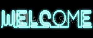 Welcome Sign Sign in Neon Style Turning On