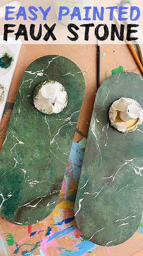 Totally recommend trying this easy faux stone technique! It’s so forgiving and the more imperfect the veins the more real it looks! Probably saved us $800 by DIYing these. See the full tutorial and how they look in the room in our latest YouTube video (linky in bio) | Mr. Kate