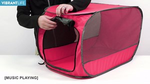 Vibrant Life Soft-Sided 32" Pop-up Mesh Dog Kennel, Red, Medium