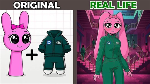 兔兔暴击！ 原版 Pinki 丝滑动画 VS 毛绒玩偶软萌暴击，哪款是你的菜？#Pinki #sprunki #animation