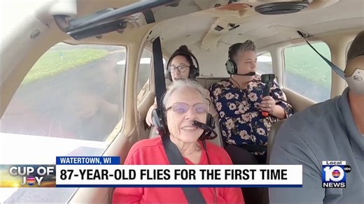 87-year-old woman takes first plane ride