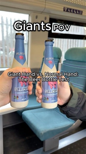 Giant Hand vs Normal Hand The Beer Bottle Test : Giants POV #taller #tall #giant #comparison