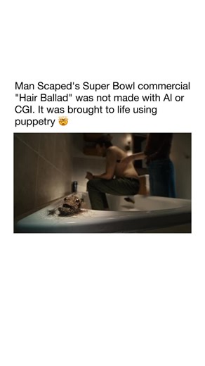 How Things Work on Instagram: "@Manscaped’s Super Bowl commercial “Hair Ballad” was created by the grooming brand using puppet like, anthropomorphized hair characters singing a ballad to tell its story. It was not AI generated. It was conceptualized and executed through traditional creative production methods, with handcrafted character work and musical performance at its core. #superbowl"