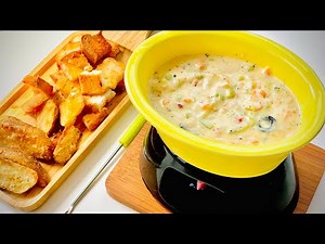 Cheese Fondue with Garlic Bread | Vegetable Cheese Fondue with Garlic Bread | by Sukriti Gupta
