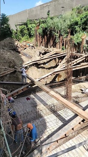 Rebar installation on footing tie beam. #construction #shorts