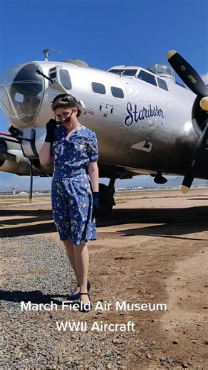 Exploring Vintage Aviation at Riverside California's Air Museum with a 1940s US Air Force Dress