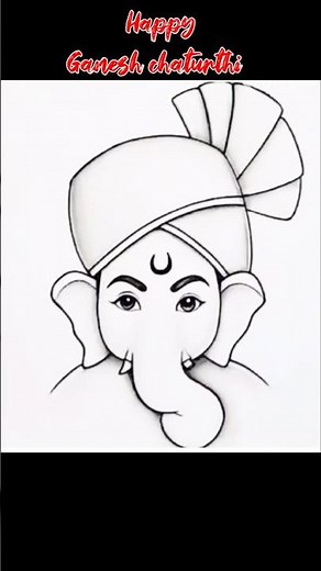 Very Easy Lord Ganesha Drawing | Simple Ganpati Pencil Sketch Step by Step Chitra