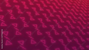 Animated triangular shapes background pattern. Red triangles and lines on a tilted gradient backdrop moving around. Seamless looping animation video asset with generic graphics.
