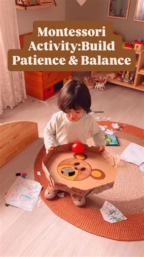 Fight Against Screens on Instagram: "This super simple activity keeps your little one entertained for 30+ minutes! What you need: • Empty pizza box (or any cardboard box) • Plastic balls (ping pong or similar) How to make it: 1. Decorate the box like a cute animal (bear , lion , whatever you like!) 2. Cut holes for the balls to drop through. Ready to play and learn! Perfect for developing focus, hand-eye coordination, and patience. Follow for more easy Montessori ideas tailored to your child’s a