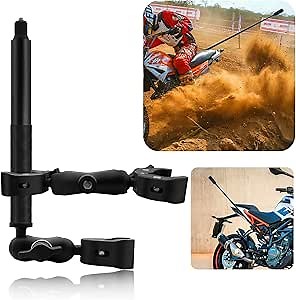 Motorcycle Double Clamp Mount with 59” Stick Compatible for Insta360 X5-X | Heavy Duty Dual Clamp Fits 0.67-1.8”Moto,UTV&Boat Bars,59”Aluminum Selfie Stick,360°Rotatable With 1/4 Port For Action Cams