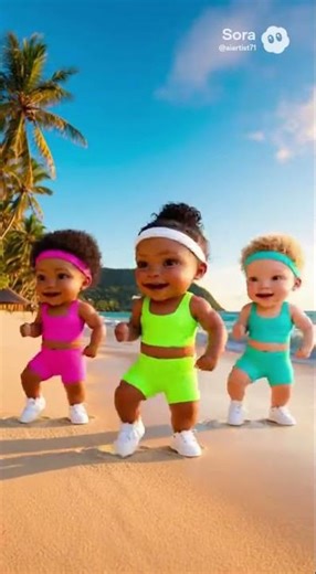Animated Cute Baby Dance Latin on a Caribbean Beach 🏝️💃#cutebaby