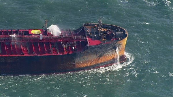 Oil tanker in North Sea collision no longer on fire