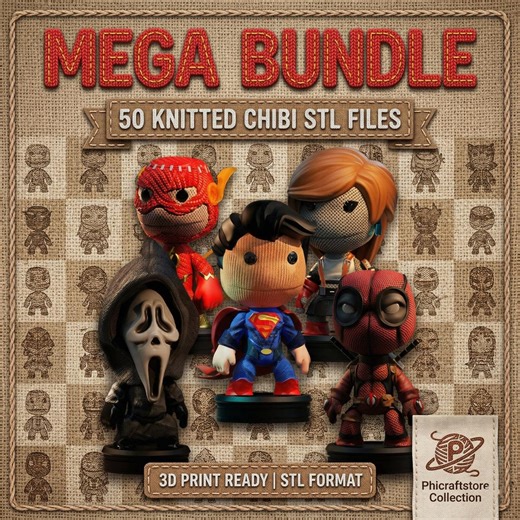 Knitted Chibi STL Bundle Pack | 50  Mini Miniatures | 3D Print Ready Files - Etsy Canada