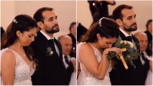 Bride breaks down after receiving big surprise on wedding day. Watch