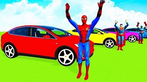 COLOR TESLA CARS & Boats w/Superheroes Cartoon for Kids and Babies w Nursery Rhymes | CARS 4 KIDS