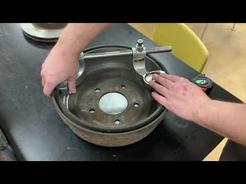 How to measure a brake drum using a brake drum micrometer.