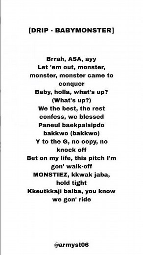 drip babymonster lyrics #viral #kpop #lyrics #babymonster #shorts #popular #fyp #explore #yg #song