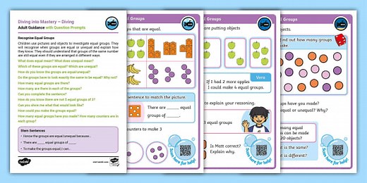 Year 1 Diving into Mastery: Step 4 Recognise Equal Groups Activity Cards